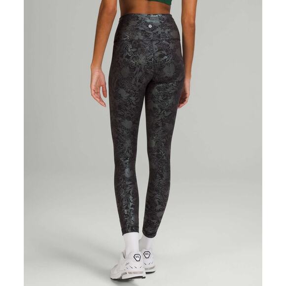 Lululemon Wunder Train Tight 25” Foil Size 8 Logo Flourish Black Iridescent Foil - Picture 8 of 15